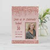 バラ金ゴールドドリップグリッター誕生日パーティー 招待状 (スタンド正面)