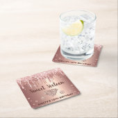 バラ金ゴールドドリップグリッター&ダイヤモンドスイート16 スクエアペーパーコースター (インサイチュ)