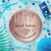 バラ金ゴールドドリップグリッター&ダイヤモンドスイート16 ペーパープレート (パーティー)