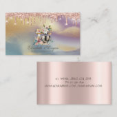 バラ金ゴールドドリップケーキミキサー花ホログラフィック 名刺 (正面/裏面)