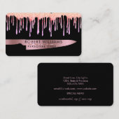 バラ金ゴールドドリップシェフキッチンツールナイフグリッター 名刺 (正面/裏面)