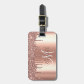 バラ金ゴールドドリップスグリッター金属モノグラムラゲージズ ラゲッジタグ (正面縦)