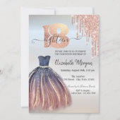 バラ金ゴールドドリップスシックドレスシルバーシルバー18th誕生日 招待状 (正面)