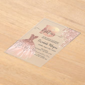 バラ金ゴールドドリップスドレスシルバーシルバー18誕生日 アクリル招待状 (レイダウン)