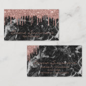 バラ金ゴールドドリップスブラックマーブルカスタマイズグリッター 名刺 (正面/裏面)