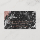 バラ金ゴールドドリップスブラックマーブルカスタマイズグリッター 名刺 (裏面)