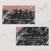 バラ金ゴールドドリップスブラックマーブルカスタマイズグリッター 名刺 (正面/裏面)