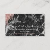 バラ金ゴールドドリップスブラックマーブルカスタマイズグリッター 名刺 (裏面)