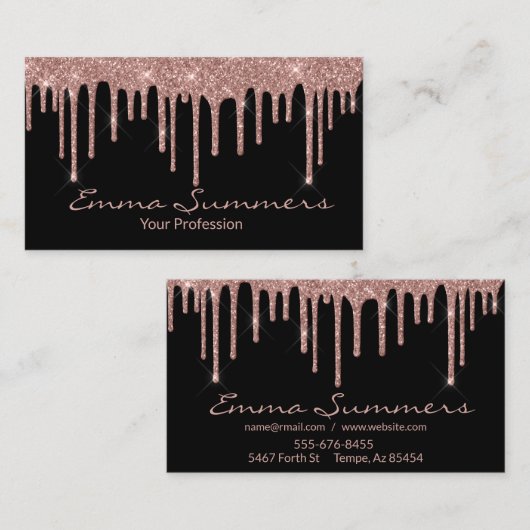 バラ金ゴールドドリップスブラックユニークエレガントカスタム 名刺 (正面/裏面)