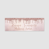 バラ金ゴールドドリップスメイクアップ美容師アーティスト 名札 (正面)