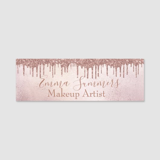 バラ金ゴールドドリップスメイクアップ美容師アーティスト 名札 (正面)