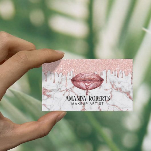 バラ金ゴールドドリップスリップマーブルメークアップアーティストサロン 名刺