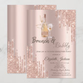 バラ金ゴールドドリップスワイングラスブランチ&バブリー 招待状 (正面/裏面)
