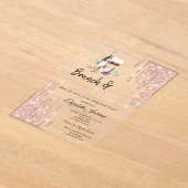 バラ金ゴールドドリップスワインブドウブライダルシャワー アクリル招待状 (レイダウン)