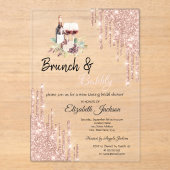 バラ金ゴールドドリップスワインブドウブライダルシャワー アクリル招待状 (正面)