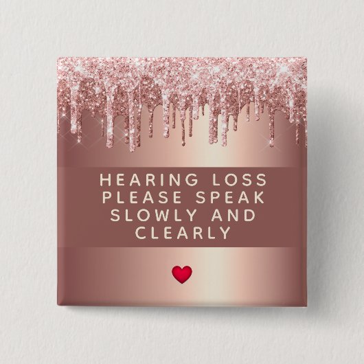 バラ金ゴールドドリップハート難聴2インチ 缶バッジ (正面)