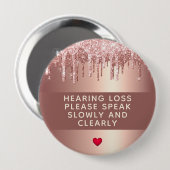 バラ金ゴールドドリップハート難聴4インチ 缶バッジ (正面&裏面)