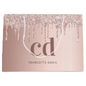 バラ金ゴールドドリップピンクのモノグラム誕生日 ラージペーパーバッグ (正面)