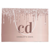 バラ金ゴールドドリップピンクのモノグラム誕生日 ラージペーパーバッグ (裏面)