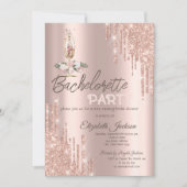 バラ金ゴールドドリップフラワーガラスバチェロレッテ 招待状 (正面)