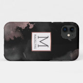 バラ金ゴールドドリップブラックガーリーモノグラム名 Case-Mate iPhoneケース (裏面(横))