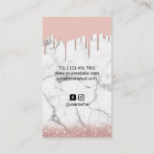 バラ金ゴールドドリップヘアクイーンサロンホワイトマーブル 名刺 (裏面)