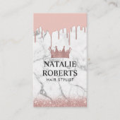 バラ金ゴールドドリップヘアクイーンサロンホワイトマーブル 名刺 (正面)