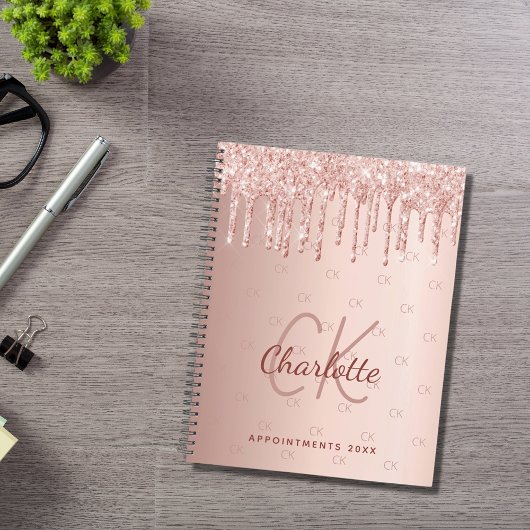 バラ金ゴールドドリップモノグラムスクリプト2025 プランナー手帳