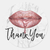 バラ金ゴールドドリップリップホワイトマーブルサンキュー ラウンドシール (正面)