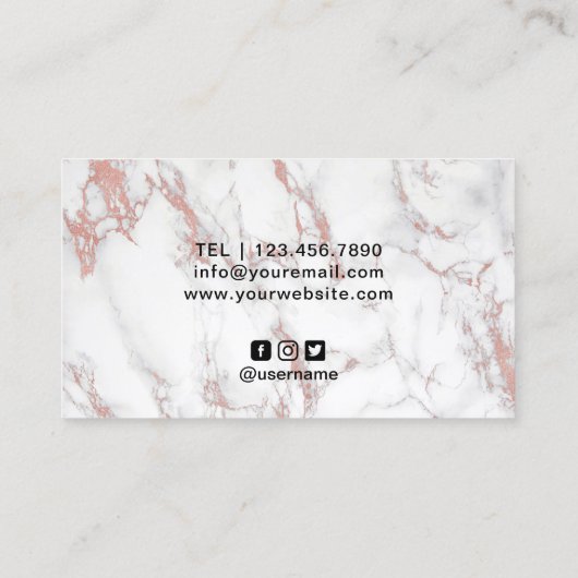 バラ金ゴールドドリップリップホワイトマーブルメイクアップアーティスト 名刺 (裏面)