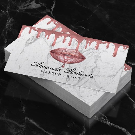 バラ金ゴールドドリップリップホワイトマーブルメイクアップアーティスト 名刺
