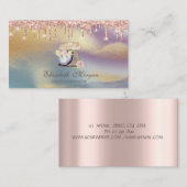 バラ金ゴールドドリップレトロミキサーフラワーホログラフィック 名刺 (正面/裏面)