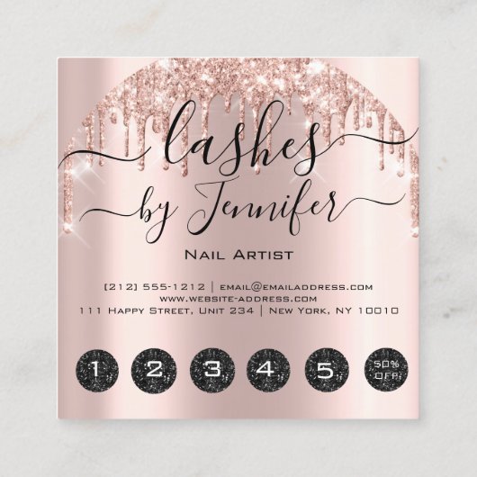 バラ金ゴールドドリップ6パンチヘアラッシュワックスメイクアップ スクエア名刺 (裏面)