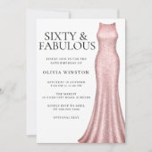 バラ金ゴールドドレエレガントス女性60thバースデーパーティー 招待状 (正面)