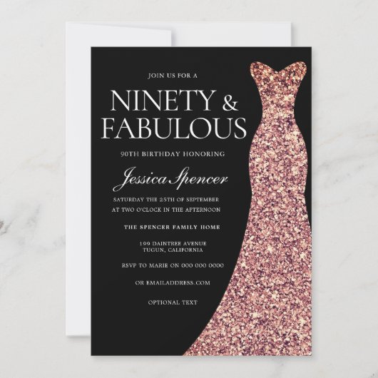 バラ金ゴールドドレエレガントス90thバースデーパーティー 招待状 (正面)