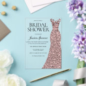 バラ金ゴールドドレスエレガントブライダルシャワー アクリル招待状 (インサイチュ (ウェディング))