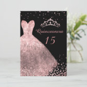 バラ金ゴールドドレスガウン黒キンセアニェラパーティー15th 招待状 (スタンド正面)