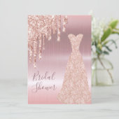 バラ金ゴールドドレスキラキラ輝く輝くブライダルシャワー 招待状 (スタンド正面)