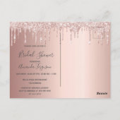 バラ金ゴールドドレスグリッターブライダルシャワー招待 ポストカード (裏面)
