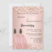 バラ金ゴールドドレスツイン女の子キンセアニェラ 招待状 (正面)