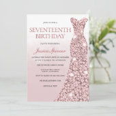 バラ金ゴールドドレスピンクガールズ17thバースデーパーティー 招待状 (スタンド正面)