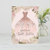 バラ金ゴールドドレスフローラバラSweet sixteen招待状 招待状 (スタンド正面)