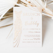 バラ金ゴールドドレスブライダルシャワーブランチ&バブリー 箔招待状