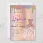 バラ金ゴールドドレスレインボードリップス50thバースデーパーティー 招待状 (正面)