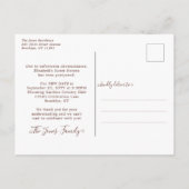 バラ金ゴールドドレス甘い16誕生日日付の変更 案内ポストカード (裏面)