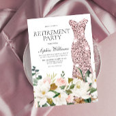 バラ金ゴールドドレス赤面ホワイトリタイアメントパーティー 招待状