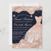 バラ金ゴールドドレス&グラムエッジズスウィート16 招待状 (正面)
