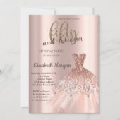 バラ金ゴールドドレス、バラ金ゴールド50th誕生日パーティー 招待状 (正面)