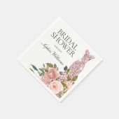 バラ金ゴールドドレス&赤面ピンクフラワーズブライダルシャワー スタンダードカクテルナプキン (角)