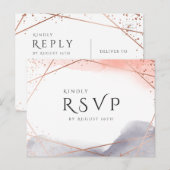 バラ金ゴールドドーンウォーターカラージオメトリックウェディングRSVP インビテーションポストカード (正面/裏面)